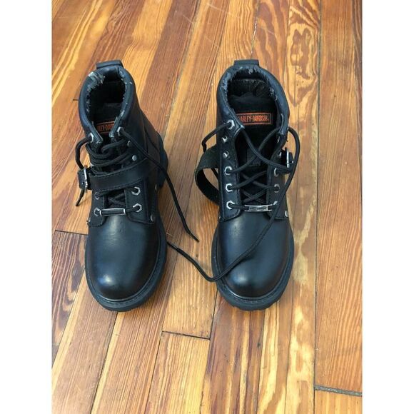 Harley Davidson Leather Black Boots Size 7.5